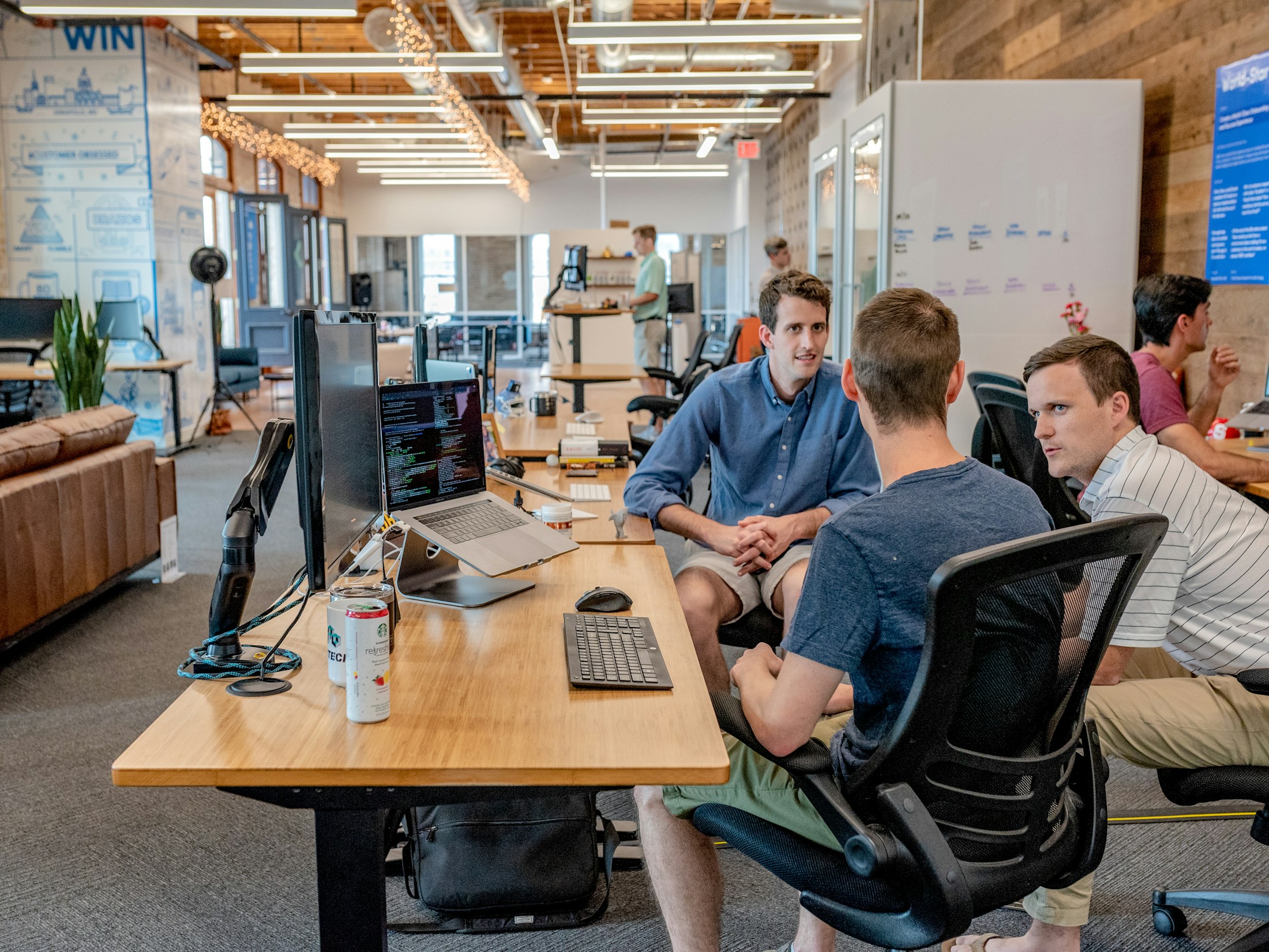 A team working together around a table