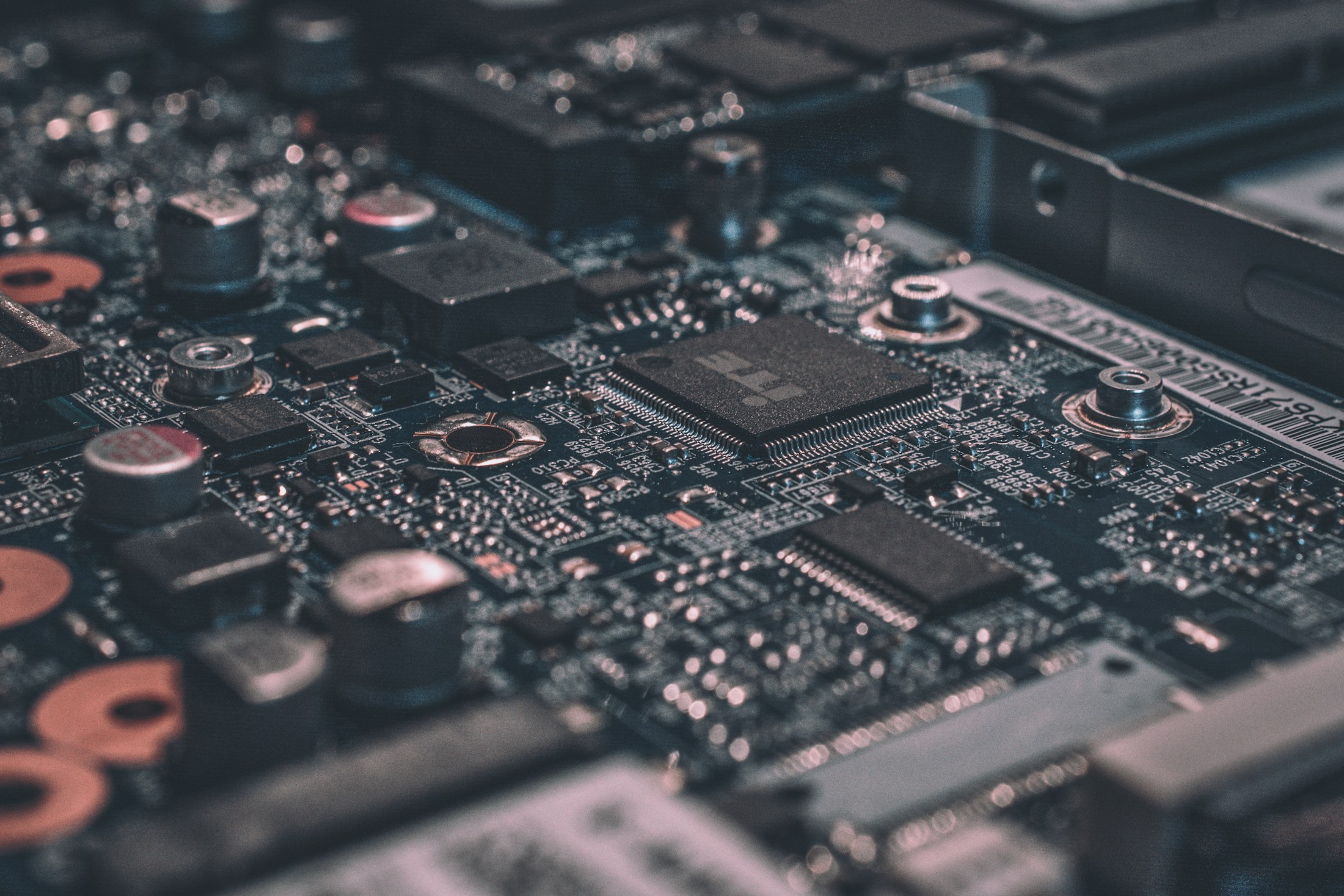 Close view of a computer circuit board